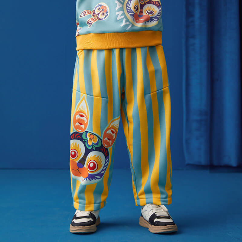 Lucky Bunny Side Graphic Sweatpants-3-color-Kwai Fan Yellow -  NianYi, Chinese Traditional Clothing for Kids