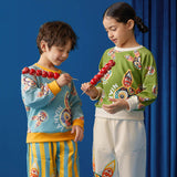 Lucky Bunny Multi-graphic Pullover-1 -  NianYi, Chinese Traditional Clothing for Kids