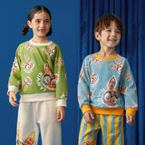Lucky Bunny Multi-graphic Pullover-2 -  NianYi, Chinese Traditional Clothing for Kids