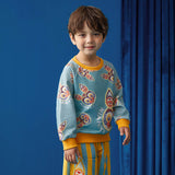 Lucky Bunny Multi-graphic Pullover-4-color-Star Blue -  NianYi, Chinese Traditional Clothing for Kids