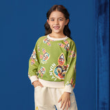 Lucky Bunny Multi-graphic Pullover-9-color-Pine Green -  NianYi, Chinese Traditional Clothing for Kids