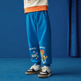 Camping Bear Graphic Sweatpants-13-color-Glaze Blue -  NianYi, Chinese Traditional Clothing for Kids