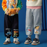 Camping Bear Graphic Sweatpants-1 -  NianYi, Chinese Traditional Clothing for Kids