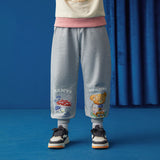 Camping Bear Graphic Sweatpants-3-color-Moon Shadow Gray -  NianYi, Chinese Traditional Clothing for Kids