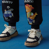 Camping Bear Graphic Sweatpants-9 -  NianYi, Chinese Traditional Clothing for Kids