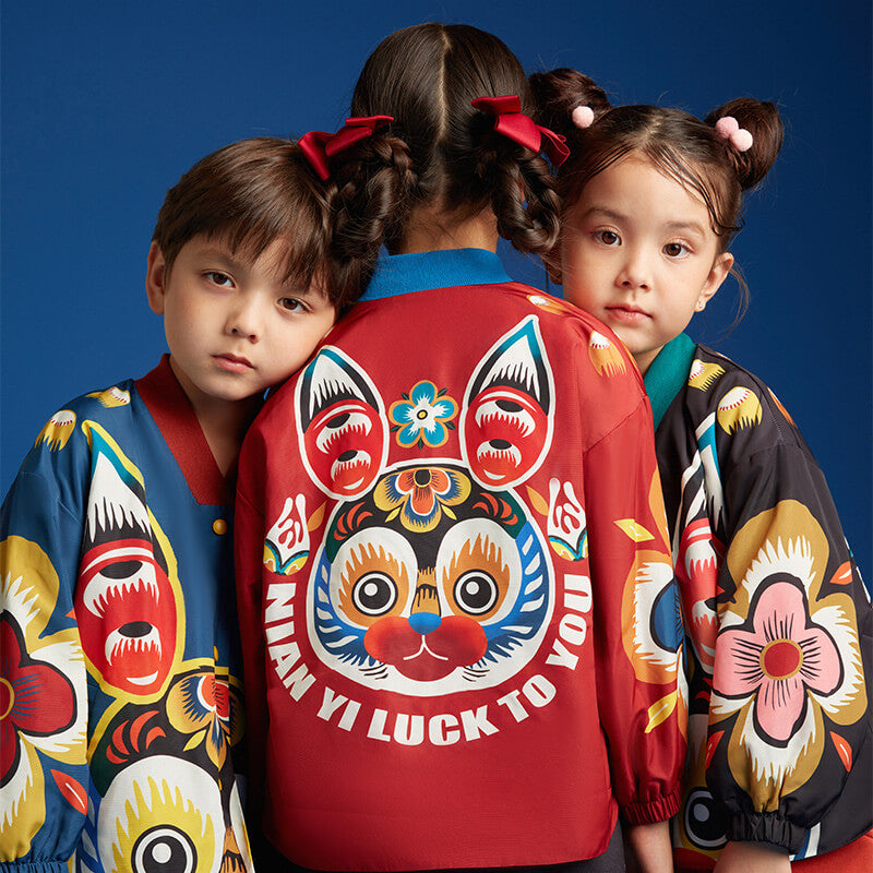 Lucky Bunny Overlap Collar Jacket-1 -  NianYi, Chinese Traditional Clothing for Kids