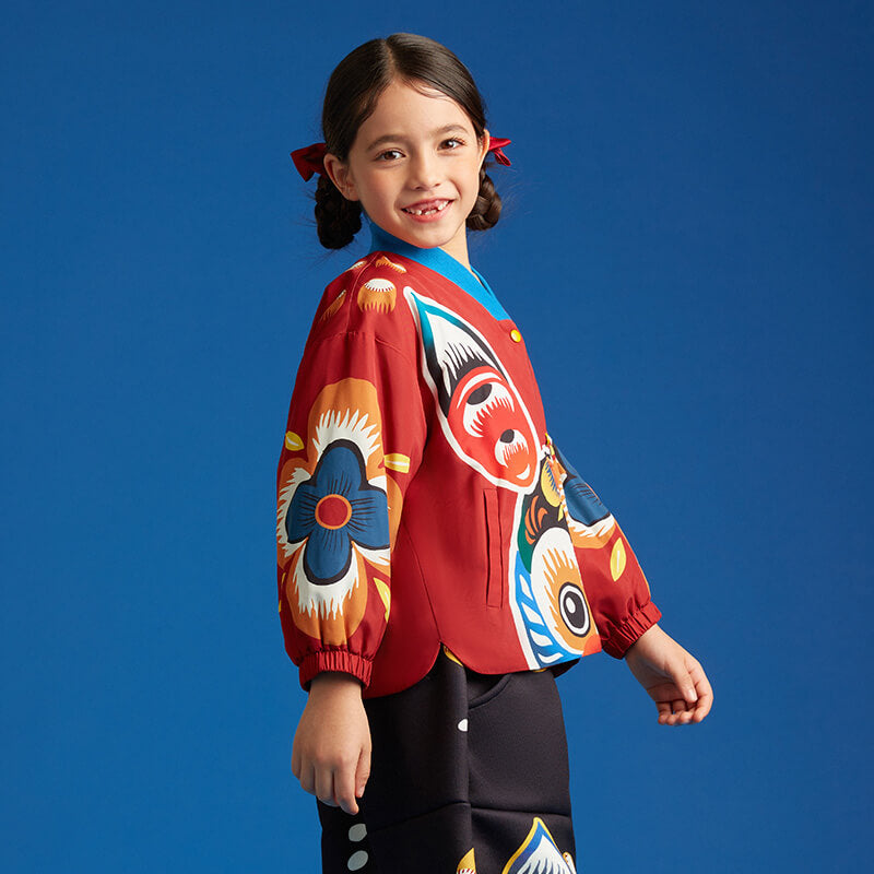 Lucky Bunny Overlap Collar Jacket-6 -  NianYi, Chinese Traditional Clothing for Kids