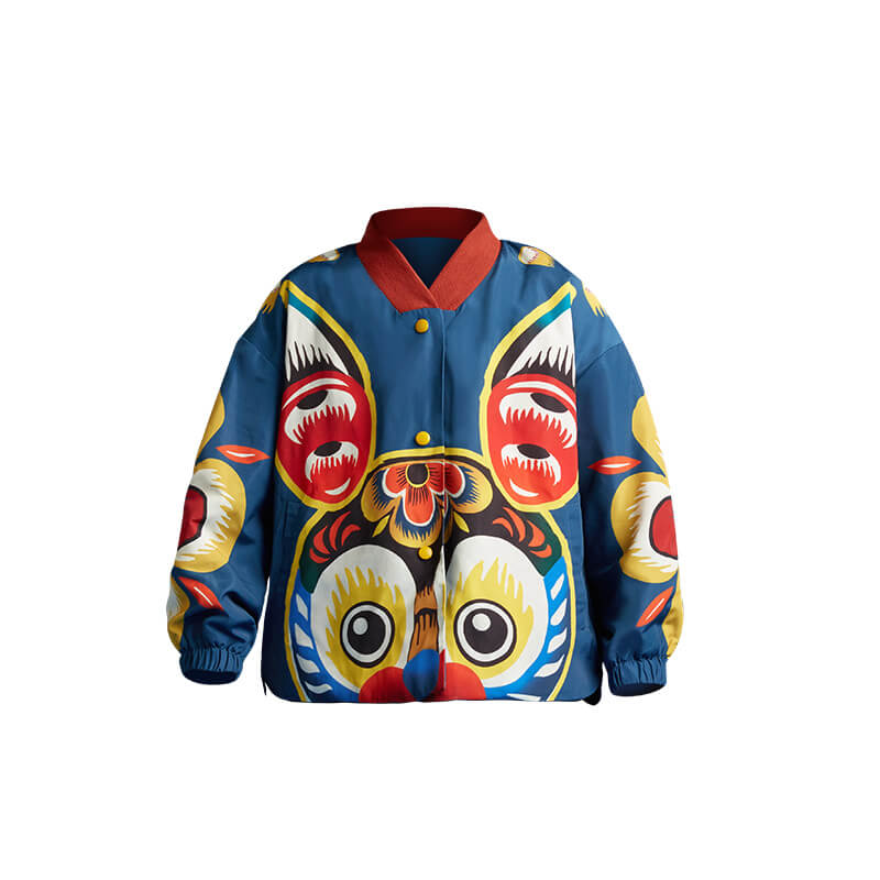 Lucky Bunny Overlap Collar Jacket-7-color-Glaze Blue -  NianYi, Chinese Traditional Clothing for Kids