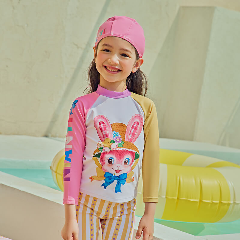 Animal Friends Swimsuit with Cap-1 -  NianYi, Chinese Traditional Clothing for Kids