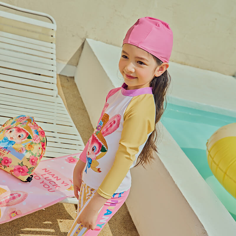 Animal Friends Swimsuit with Cap-5 -  NianYi, Chinese Traditional Clothing for Kids