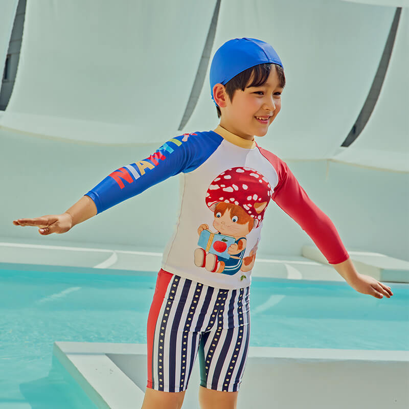 Animal Friends Swimsuit with Cap-9 -  NianYi, Chinese Traditional Clothing for Kids