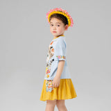 Animal Friends Graphic and Flower Graphic on Sleeves Ringer Tee-6 -  NianYi, Chinese Traditional Clothing for Kids