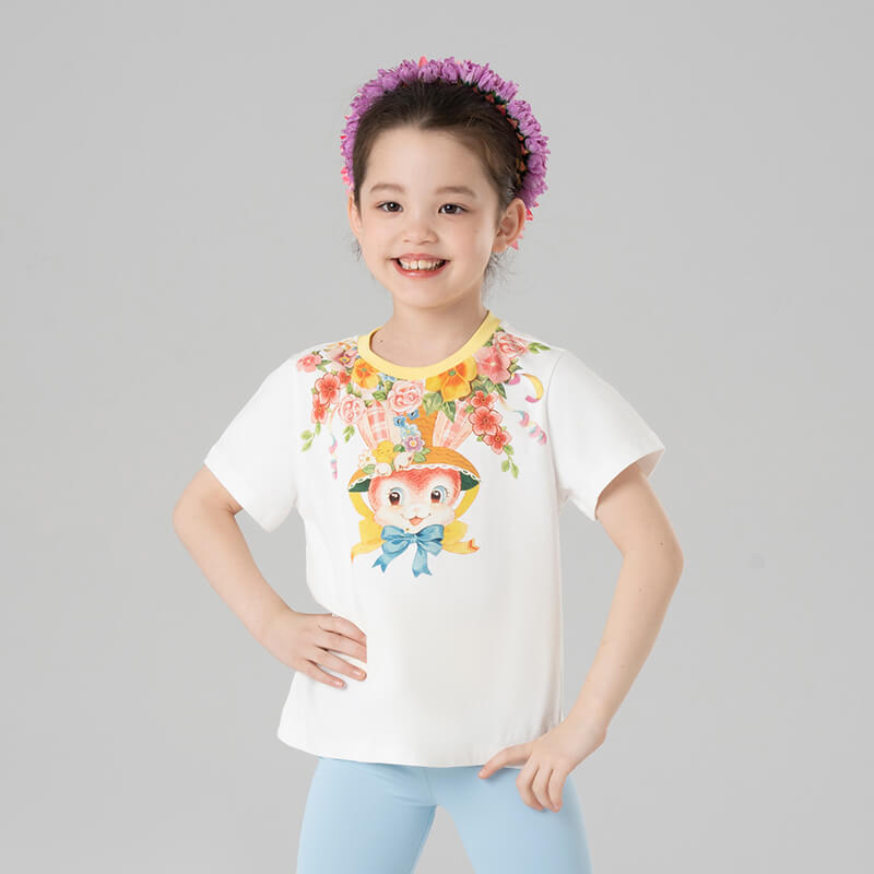 Animal Friends Graphic Tees-3 -  NianYi, Chinese Traditional Clothing for Kids