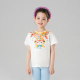 Animal Friends Graphic Tees-4-color-Grapefruit Yellow -  NianYi, Chinese Traditional Clothing for Kids