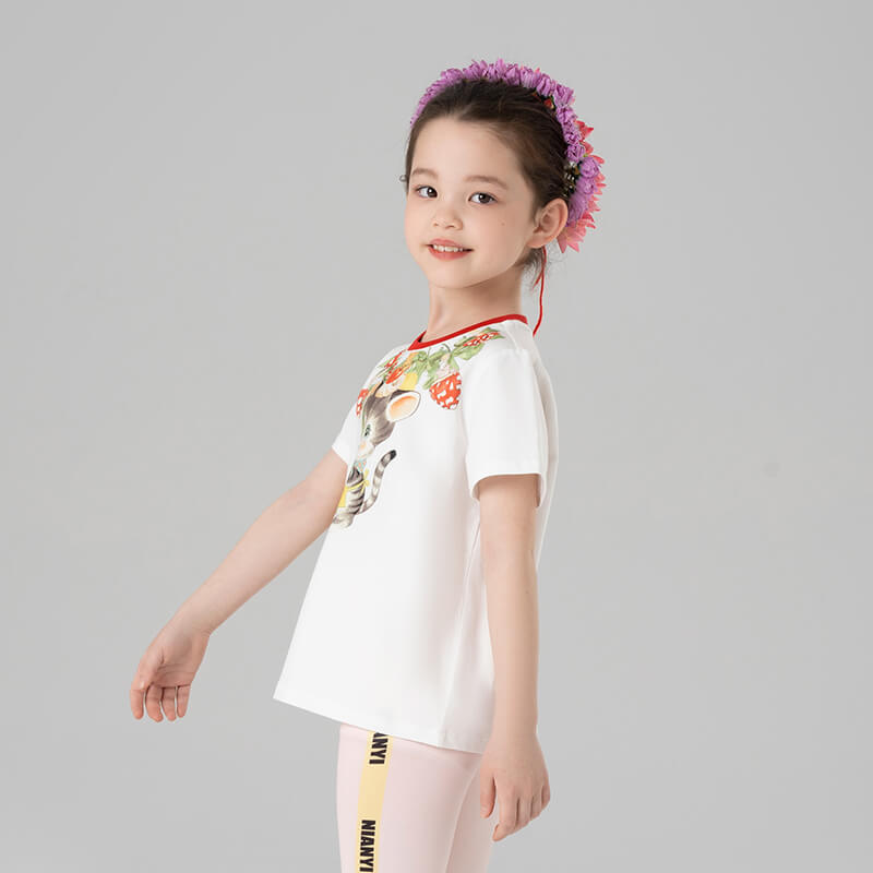 Animal Friends Graphic Tees-7 -  NianYi, Chinese Traditional Clothing for Kids