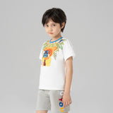 Animal Friends Graphic Tees-9-color-Dark Blue -  NianYi, Chinese Traditional Clothing for Kids
