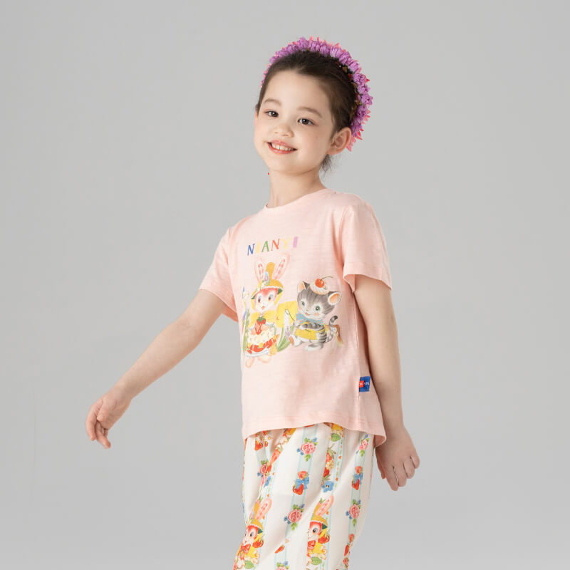 Animal Friends Exploration Tee-3 -  NianYi, Chinese Traditional Clothing for Kids