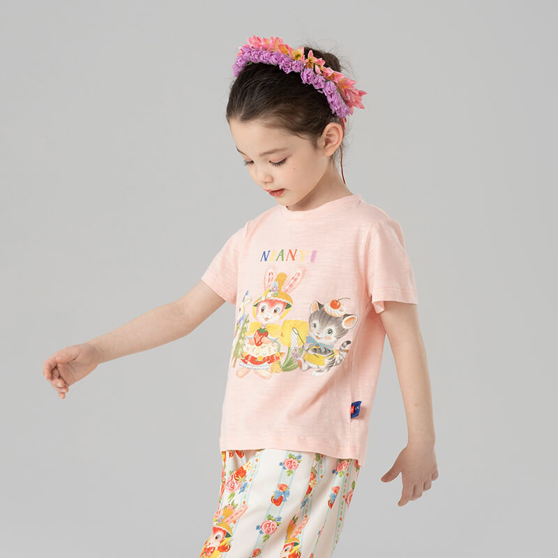 Animal Friends Exploration Tee-4 -  NianYi, Chinese Traditional Clothing for Kids