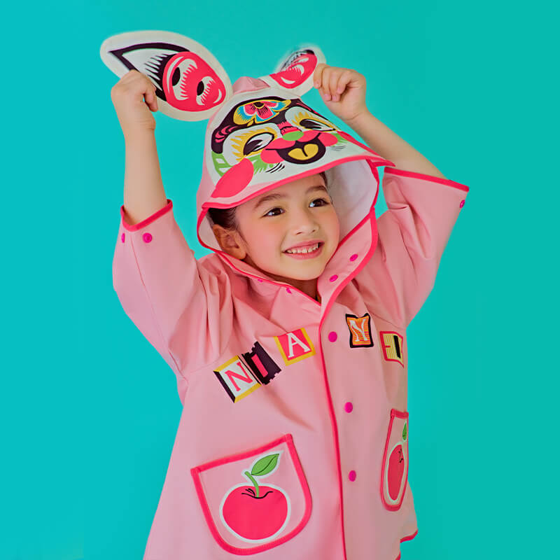 Lucky Bunny Raincoat-4 -  NianYi, Chinese Traditional Clothing for Kids