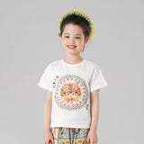Animal Friends with Flower Wreath Tee-1 -  NianYi, Chinese Traditional Clothing for Kids