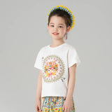 Animal Friends with Flower Wreath Tee-3 -  NianYi, Chinese Traditional Clothing for Kids