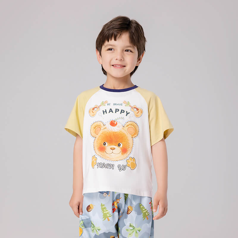 Bear Explorer Colorblock Raglan Tee-7 -  NianYi, Chinese Traditional Clothing for Kids