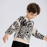 Dragon Long Coiled Dragon Graphic Sweaters-9 -  NianYi, Chinese Traditional Clothing for Kids