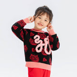 Dragon Long Colorblock Loong Calligraphy Sweater-2 -  NianYi, Chinese Traditional Clothing for Kids
