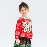 Dragon Long Colorblock Loong Calligraphy Sweater-6 -  NianYi, Chinese Traditional Clothing for Kids