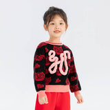 Dragon Long Colorblock Loong Calligraphy Sweater-7 -  NianYi, Chinese Traditional Clothing for Kids