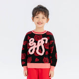 Dragon Long Colorblock Loong Calligraphy Sweater-8-color-Jet Black -  NianYi, Chinese Traditional Clothing for Kids