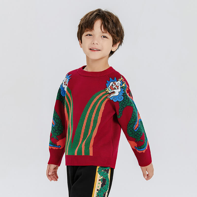Dragon Long Incredible Loong King Rain Magic Sweater-11 -  NianYi, Chinese Traditional Clothing for Kids