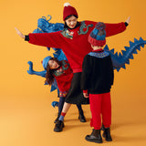 Dragon Long Colorblock Dragon Illustratio Fluffy Cloth Patch Sweatshirt-8 -  NianYi, Chinese Traditional Clothing for Kids