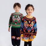 Dragon Long Dragons Playing with Pearls Colorblock Sweaters-1 -  NianYi, Chinese Traditional Clothing for Kids