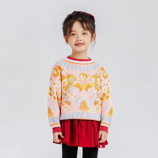 Dragon Long Dragons Playing with Pearls Colorblock Sweaters-2 -  NianYi, Chinese Traditional Clothing for Kids
