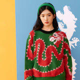 Dragon Long Endless Growing Happy Dragon Color Contrast Sweaters for Kids