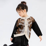 Dragon Long Symmetrical Dragon Crop Knit Cardigan-5 -  NianYi, Chinese Traditional Clothing for Kids
