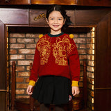 Dragon Long Symmetric Loong Illustration Colorblock Sweaters-3-color-Wolfberry Red -  NianYi, Chinese Traditional Clothing for Kids