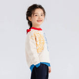 Dragon Long Symmetric Loong Illustration Colorblock Sweaters-7 -  NianYi, Chinese Traditional Clothing for Kids