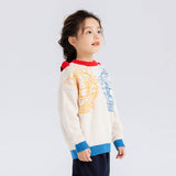 Dragon Long Symmetric Loong Illustration Colorblock Sweaters-9 -  NianYi, Chinese Traditional Clothing for Kids
