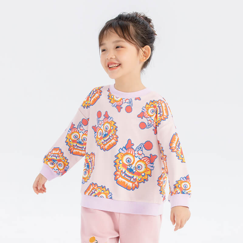 Coverting Dragon Graphics Color Contrast Sweatshirt-13 - NianYi, Chinese Traditional Clothing for Kids