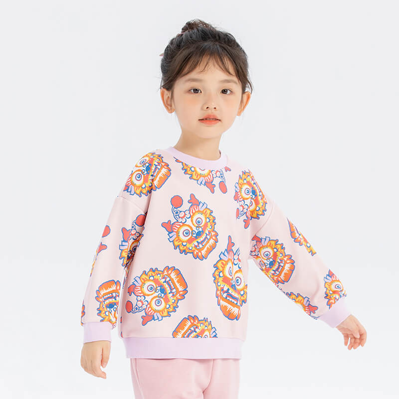 Coverting Dragon Graphics Color Contrast Sweatshirt-15 -  NianYi, Chinese Traditional Clothing for Kids