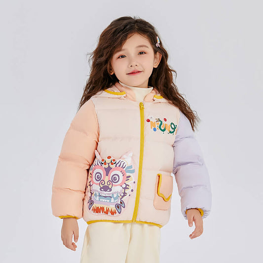 Dragon Long Colorblock Dragon Illustration Down Jacket-2-color-Pale Crimson -  NianYi, Chinese Traditional Clothing for Kids