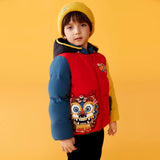Dragon Long Colorblock Dragon Illustration Down Jacket-4-color-NianYi Red -  NianYi, Chinese Traditional Clothing for Kids
