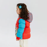 Dragon Long Checkboard Hooded Colorblock Joyful Dragon Down Jacket-13 -  NianYi, Chinese Traditional Clothing for Kids