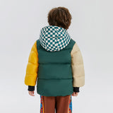 Dragon Long Checkboard Hooded Colorblock Joyful Dragon Down Jacket-5 -  NianYi, Chinese Traditional Clothing for Kids