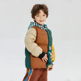 Dragon Long Checkboard Hooded Colorblock Joyful Dragon Down Jacket-6 -  NianYi, Chinese Traditional Clothing for Kids
