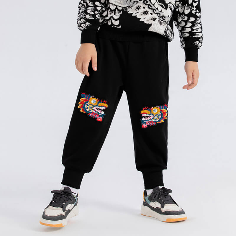 Dragon Long Head of Dragon Dance Emboidery Sweatpants-10 -  NianYi, Chinese Traditional Clothing for Kids