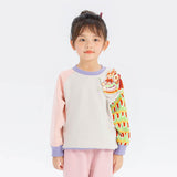 Coiling Dragon Embroidery and Printed Scales Raglan Sleeve Sweatshirt-3 -  NianYi, Chinese Traditional Clothing for Kids