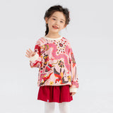 Dragon Long Love and Luck Auspicious Patterns Fleece Pullover-5-color-First Peach Pink -  NianYi, Chinese Traditional Clothing for Kids